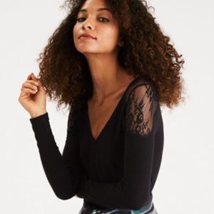 American eagle black lace long sleeve